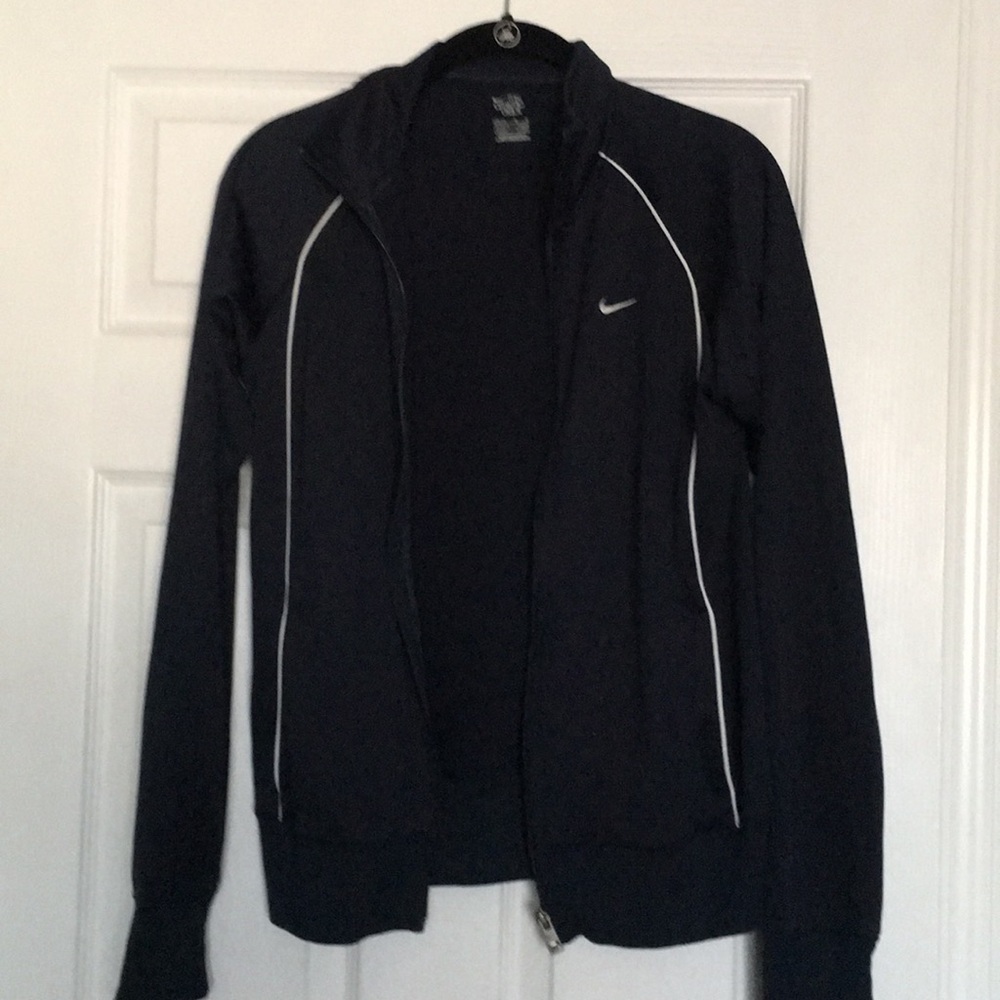 Nike navy blue zip up track jacket with white trim